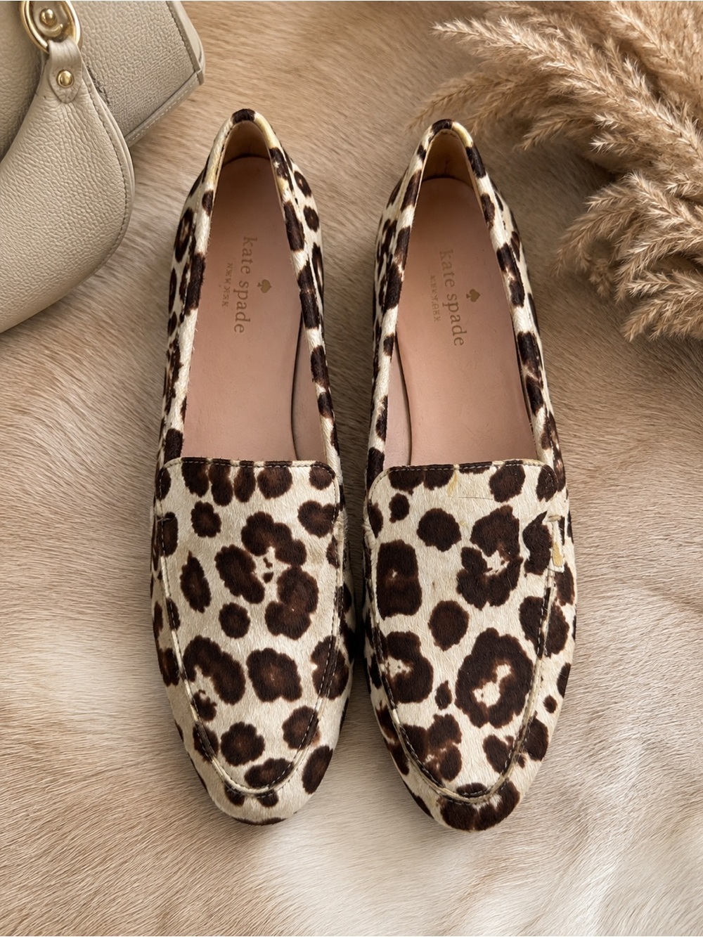 kate spade Leopard-Print Loafers in Brown and Cream sz7.5
